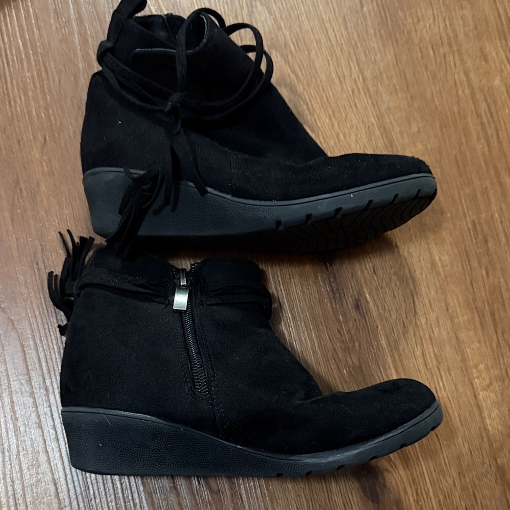 Black Suede Ankle Boots with Zipper